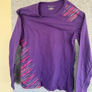 Tek Gear Purple Long Sleeve Tee with Pink and Gray Accents